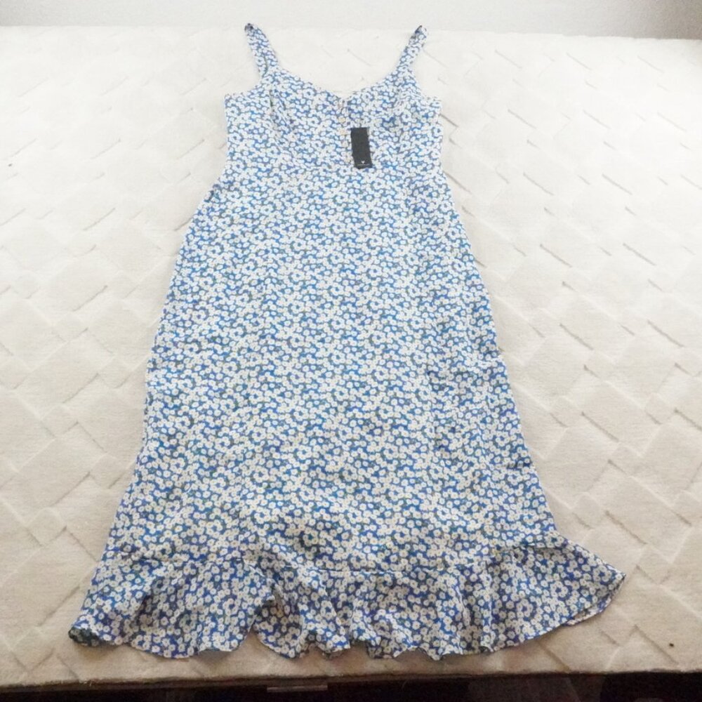 Lulu's Darling Daisies Blue Floral Print Midi Dress Womens Large Sundress